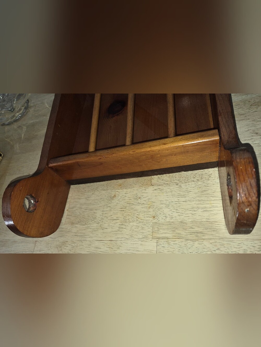 Vintage Country Farmhouse solid wood wall-mounted Paper Towel Holder & Shelf - Picture 4 of 8